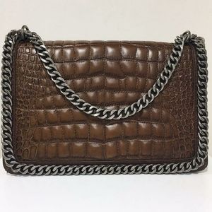 Zara Brown Chain Crocodile Texture Shoulder Bag